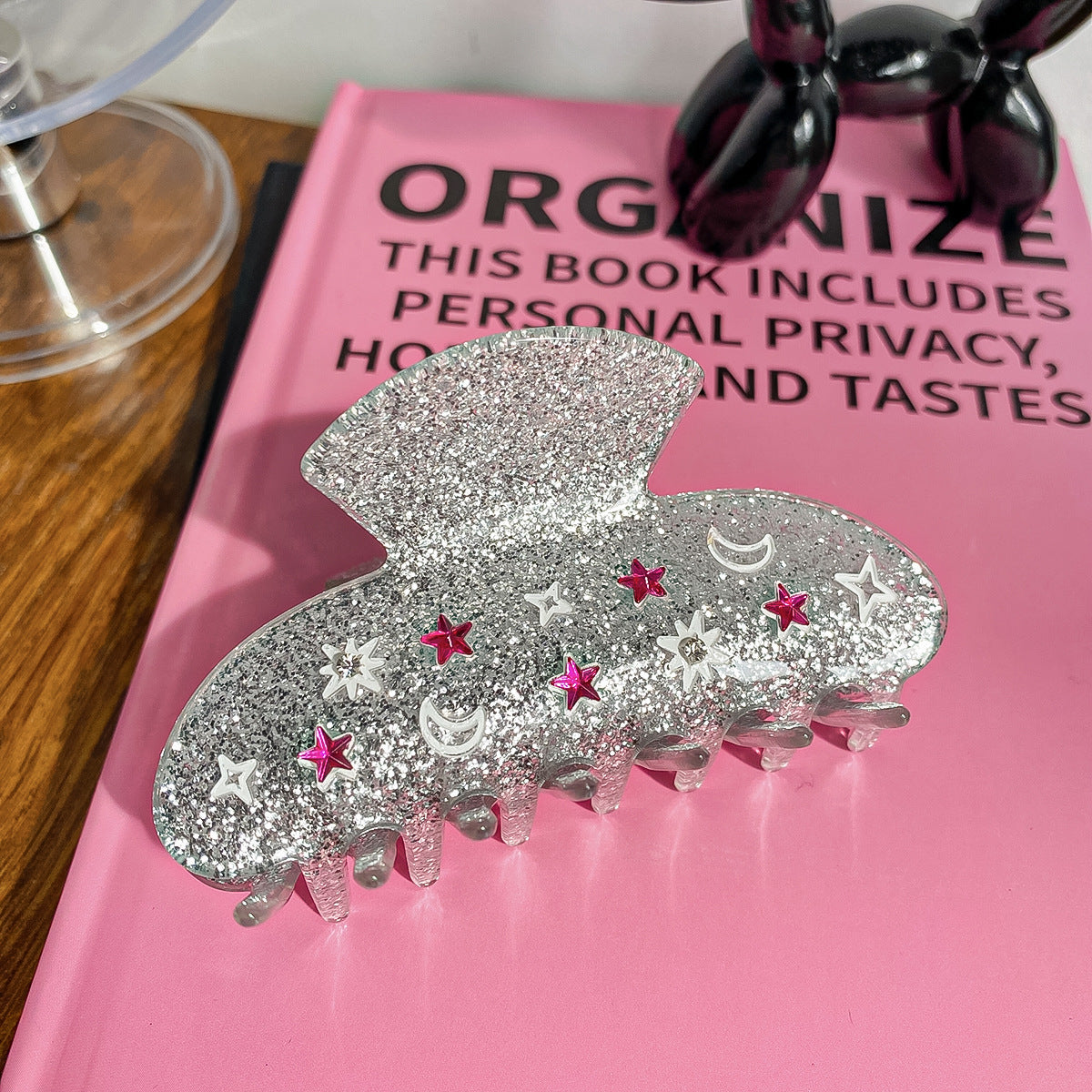 Wholesale Acrylic Diamond Studded Star Moon Valentine's Day Hair Clips
